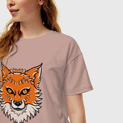 Футболка оверсайз женская Милая лисица, цвет: пыльно-розовый — фото 2
