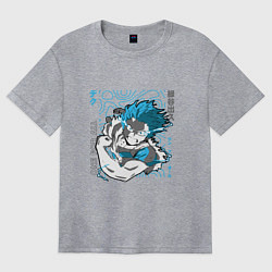 Футболка оверсайз женская Моя геройская академия One for all Деку, цвет: меланж