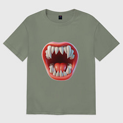 Женская футболка оверсайз Открытый рот с зубами