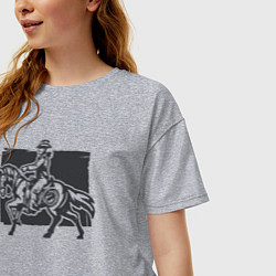 Футболка оверсайз женская Ковбой на коне, цвет: меланж — фото 2