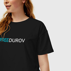 Футболка оверсайз женская Надпись FREEDUROV, цвет: черный — фото 2