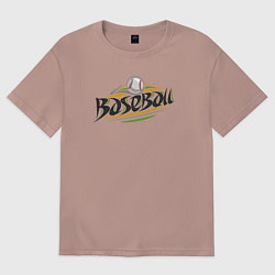 Футболка оверсайз женская Спорт - бейсбол, цвет: пыльно-розовый