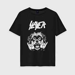 Женская футболка оверсайз Slayer rock dog