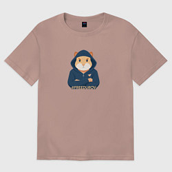 Футболка оверсайз женская Хомяк за freedurov, цвет: пыльно-розовый