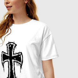 Футболка оверсайз женская Крест с подтеками, цвет: белый — фото 2