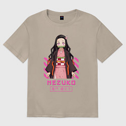 Футболка оверсайз женская Клинок рассекающий демонов героиня, цвет: миндальный