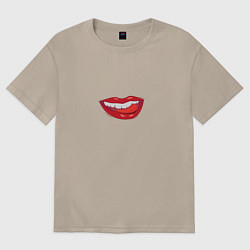 Футболка оверсайз женская Показывает язык, цвет: миндальный