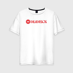 Женская футболка оверсайз Deadlock red logo