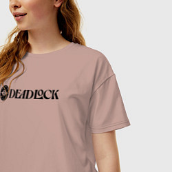 Футболка оверсайз женская Deadlock white logo, цвет: пыльно-розовый — фото 2