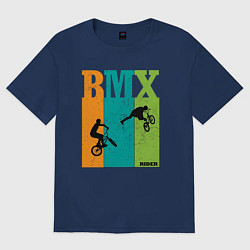 Футболка оверсайз женская BMX велосипед, цвет: тёмно-синий