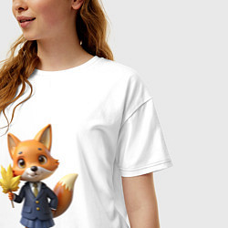 Футболка оверсайз женская Лисичка в школьной форме, цвет: белый — фото 2