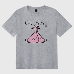 Женская футболка оверсайз Гусси - два розовых гуся