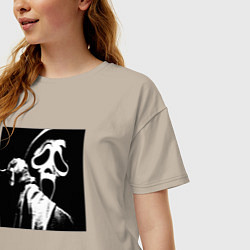 Футболка оверсайз женская Крик с ножом, цвет: миндальный — фото 2