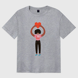 Футболка оверсайз женская Просто любить, цвет: меланж