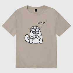 Женская футболка оверсайз Котик вау