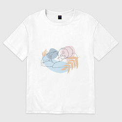 Женская футболка оверсайз Арт ребенок спит