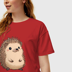 Футболка оверсайз женская Ёжик арт, цвет: красный — фото 2