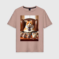 Женская футболка оверсайз Рыжий кот босс - нейроарт