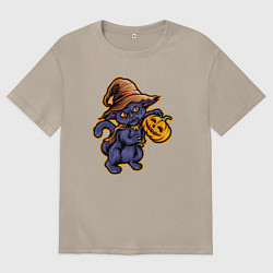 Женская футболка оверсайз Кошка ведьмочка