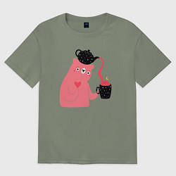 Футболка оверсайз женская Мишкин чай, цвет: авокадо