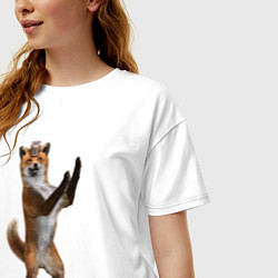 Футболка оверсайз женская Танцующий лис, цвет: белый — фото 2