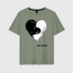 Женская футболка оверсайз Meet my heart
