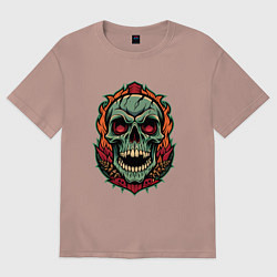 Женская футболка оверсайз Череп в стиле тату