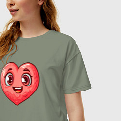 Футболка оверсайз женская Милое сердечко, цвет: авокадо — фото 2