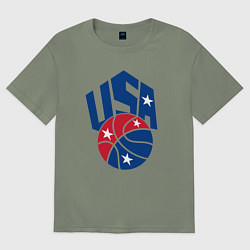 Футболка оверсайз женская Баскетбол - США, цвет: авокадо