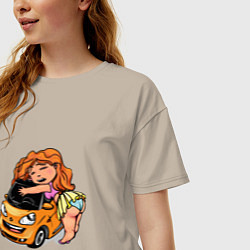 Футболка оверсайз женская Люблю свой автомобильчик Merсedes, цвет: миндальный — фото 2