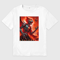 Женская футболка оверсайз Кибер кошка ведьма - хэллоуин