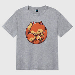 Женская футболка оверсайз Fox family