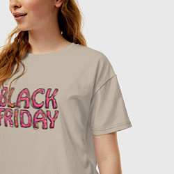 Футболка оверсайз женская Black friday day, цвет: миндальный — фото 2