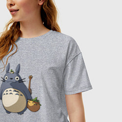 Футболка оверсайз женская Смешной тоторо, цвет: меланж — фото 2