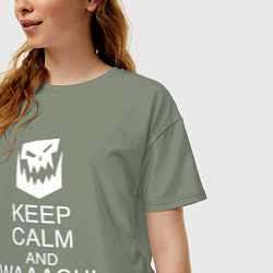 Футболка оверсайз женская Warhammer keep calm and waaagh, цвет: авокадо — фото 2