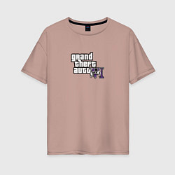 Женская футболка оверсайз Grand Theft Auto 6 vice city logo