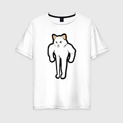 Женская футболка оверсайз Кот качок