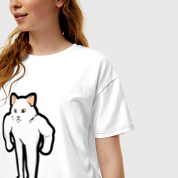 Футболка оверсайз женская Кот качок, цвет: белый — фото 2