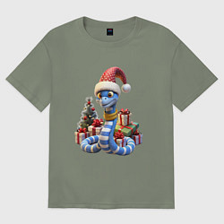 Женская футболка оверсайз Змея 2025 новогодняя