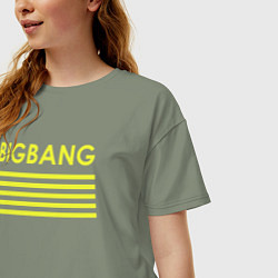 Футболка оверсайз женская Big bang с желтыми полосами, цвет: авокадо — фото 2