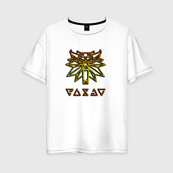 Женская футболка оверсайз Ведьмак лого градиент