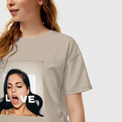 Футболка оверсайз женская Sasha Gray love big angel, цвет: миндальный — фото 2