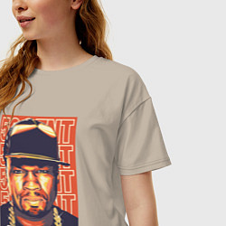 Футболка оверсайз женская 50 cent get rich, цвет: миндальный — фото 2