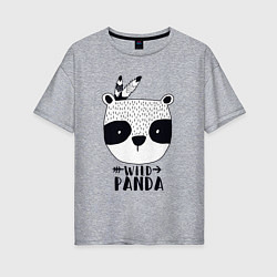 Футболка оверсайз женская Wild panda, цвет: меланж