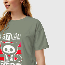 Футболка оверсайз женская Кот - я все еще мурлычу, цвет: авокадо — фото 2