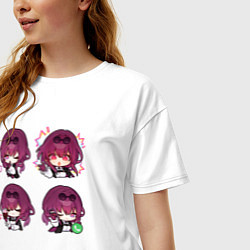 Футболка оверсайз женская Кафка стикеры, цвет: белый — фото 2