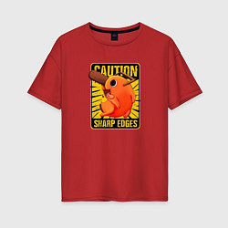 Футболка оверсайз женская Caution pochito black vinyl, цвет: красный