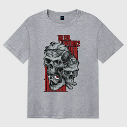 Футболка оверсайз женская The evil within 2 skulls, цвет: меланж