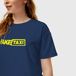 Футболка оверсайз женская Fake taxi black, цвет: тёмно-синий — фото 2