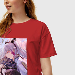 Футболка оверсайз женская Геншин Камисато Аяка, цвет: красный — фото 2
